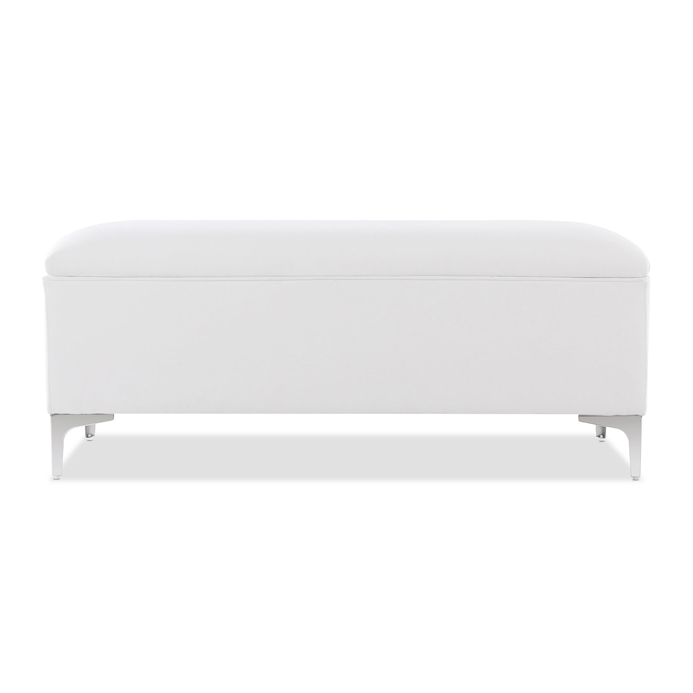 Madelyn 49" Modern Storage Bench, Bright White Dye White Foam Fabric