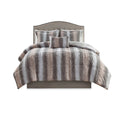 4Pc Faux Fur Comforter Set King Multicolor Polyester