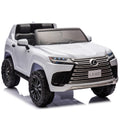 Licensed Lexus Lx600 24V Two Seater Xxl Kids Ride On Car W Parents Control,Seat Width 20 Inches,2Wd,Four Wheel Suspension,Bluetooth,Mp3,Music,Power Display,Speeds 1.86 3.11Mph For Kids. White Polypropylene