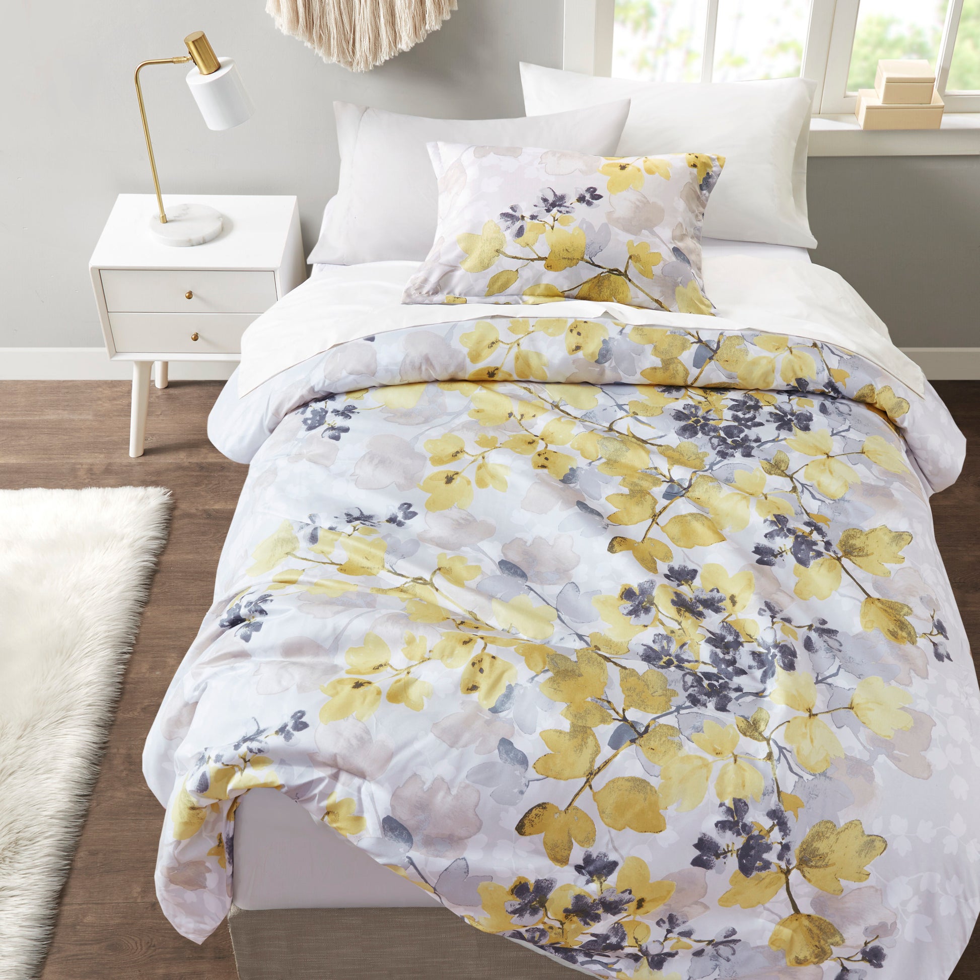 Comforter Set With Bed Sheets Yellow Full Multicolor Polyester