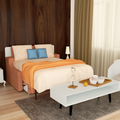 No Need Fix To The Wall Morden Deisgn Vertical Murphy Bed With Sofa For Bedroom Or Guestroom White Wall Bed Space Saving Hidden Bed With Style Gas Struts Full Orange Plywood