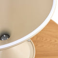 Set Of 2 Coffee Round Tables With A Wulnut Wooden Look Top And White Steel Base Milk White Primary Living Space Antique Freestanding Round Laminated Coffee & End Tables Round Metal