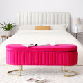 Storage Bench Bedroom Bench, Velvet Oval Upholstered End Of Bed Bench With Golden Metal Legs,50