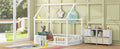 Full Size Wood House Bed With Fence And Door, White Old Sku: Wf303134Aak Box Spring Not Required Full White Wood Bedroom Bed Frame Pine
