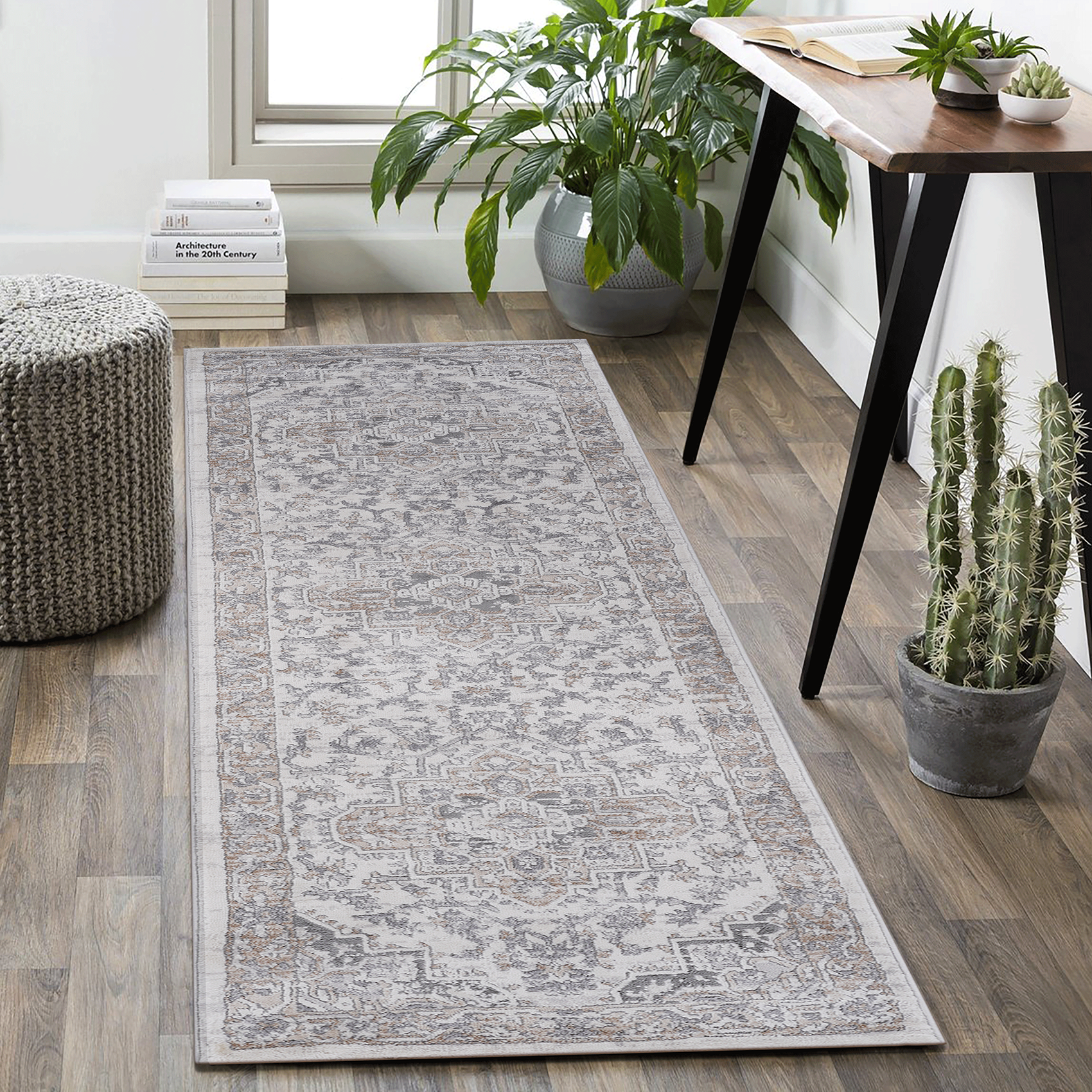 Naar Marfi Collection 2X8 Ivory Beige Oriental Non Shedding Living Room Bedroom Dining Home Office Stylish And Stain Resistant Area Rug Ivory Polyester