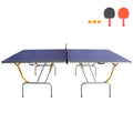 8Ft Mid Size Table Tennis Table Foldable & Portable Ping Pong Table Set For Indoor & Outdoor Games With Net, 2 Table Tennis Paddles And 3 Balls Blue Mdf