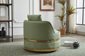 Swivel Chair, 360 Swivel Accent Chair, Barrel Chair For Living Room Bedroom Green Faux Leather