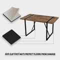 Mdf Dark Wood Dining Table And Modern Dining Chair 4 Piece Set, Medieval Wooden Kitchen Dining Table Set, Rectangular Metal Base, Dining Table And Suede Chair Brown Green Mdf