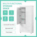 Tall Storage Cabinet With Three Drawers For Bathroom Office, White White Mdf