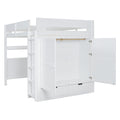 Full Size Wooden Loft Bed With Wardrobe, Desk, Drawers, Shelves, White Full White Plywood