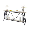 70.9 Inch Extra Long Sofa Table, Console Behind Sofa, Entryway Table With 2 Tier Storage Shelves For Hallways, Living Rooms,Foyers,Entryways,Banquet Rooms,Rustic Gray And Black, 70.9 L X 11.8