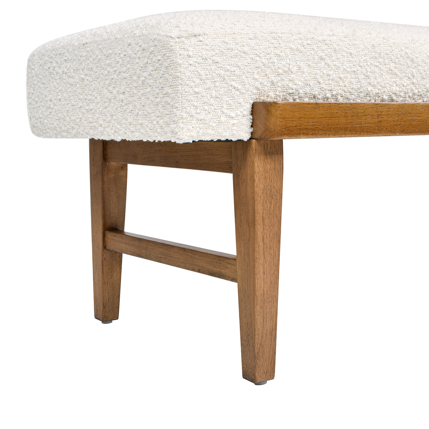 Billie 52" Modern Telephone Bench With Sliding Shelf, Ivory White Boucle White Foam Boucle