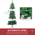 Homcom 7Ft Half Artificial Christmas Tree Holiday D Cor With 520 Branches, Auto Open, Steel Base, Green Green Plastic