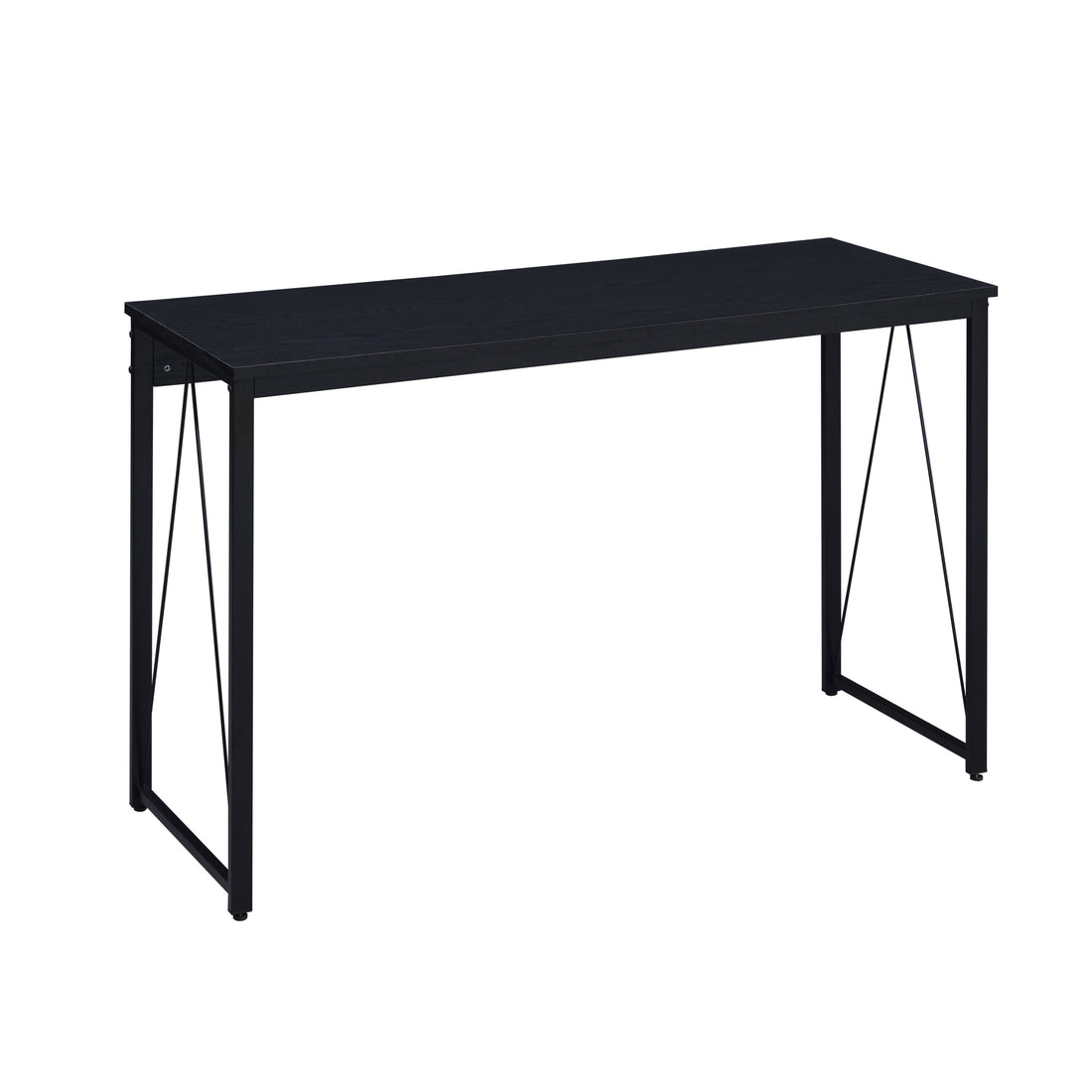 Black 47.5" Writing Desk With Metal Sled Base Black Writting Desk Office Industrial,Rustic Rectangular Wood Metal Sled