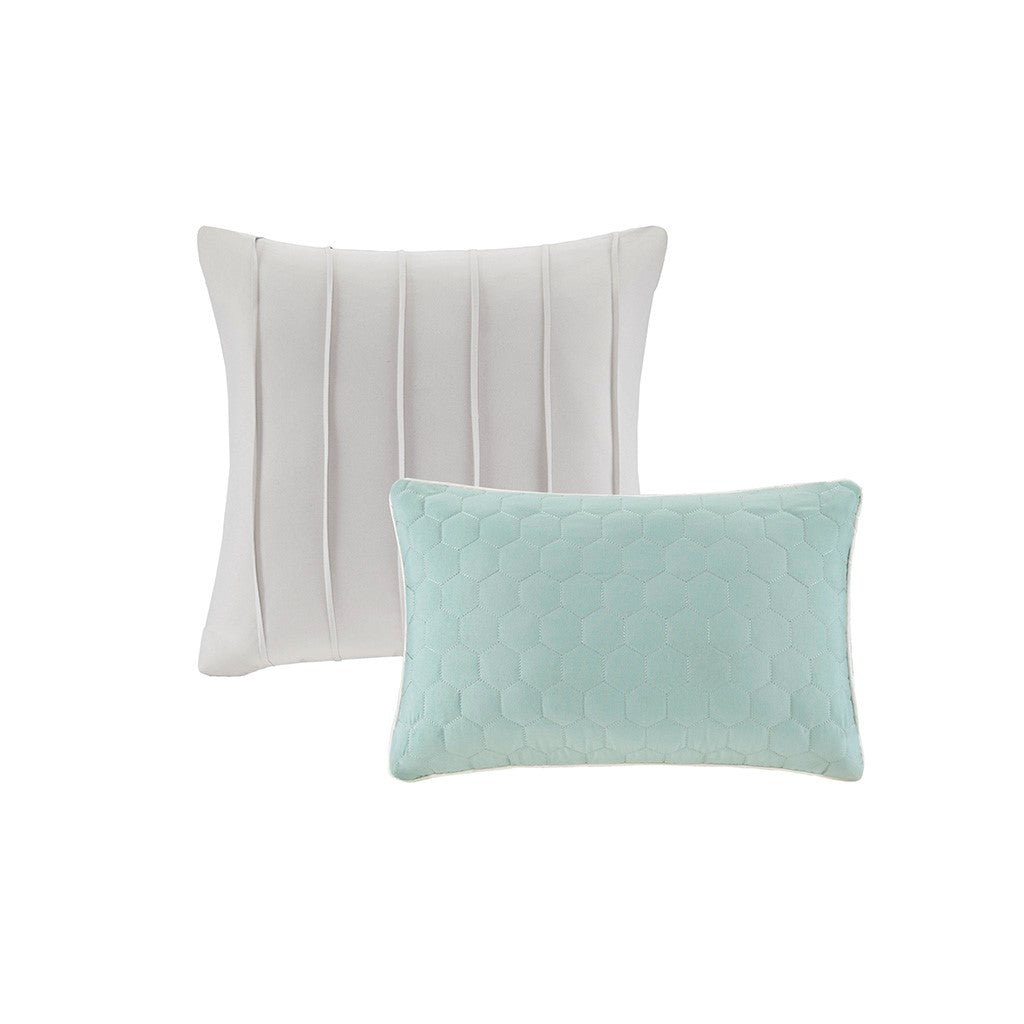 8 Piece Comforter Set Seafoam Grey King King Multicolor Polyester