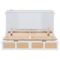 Queen Murphy Bed With Large Drawers,White Queen White Plywood