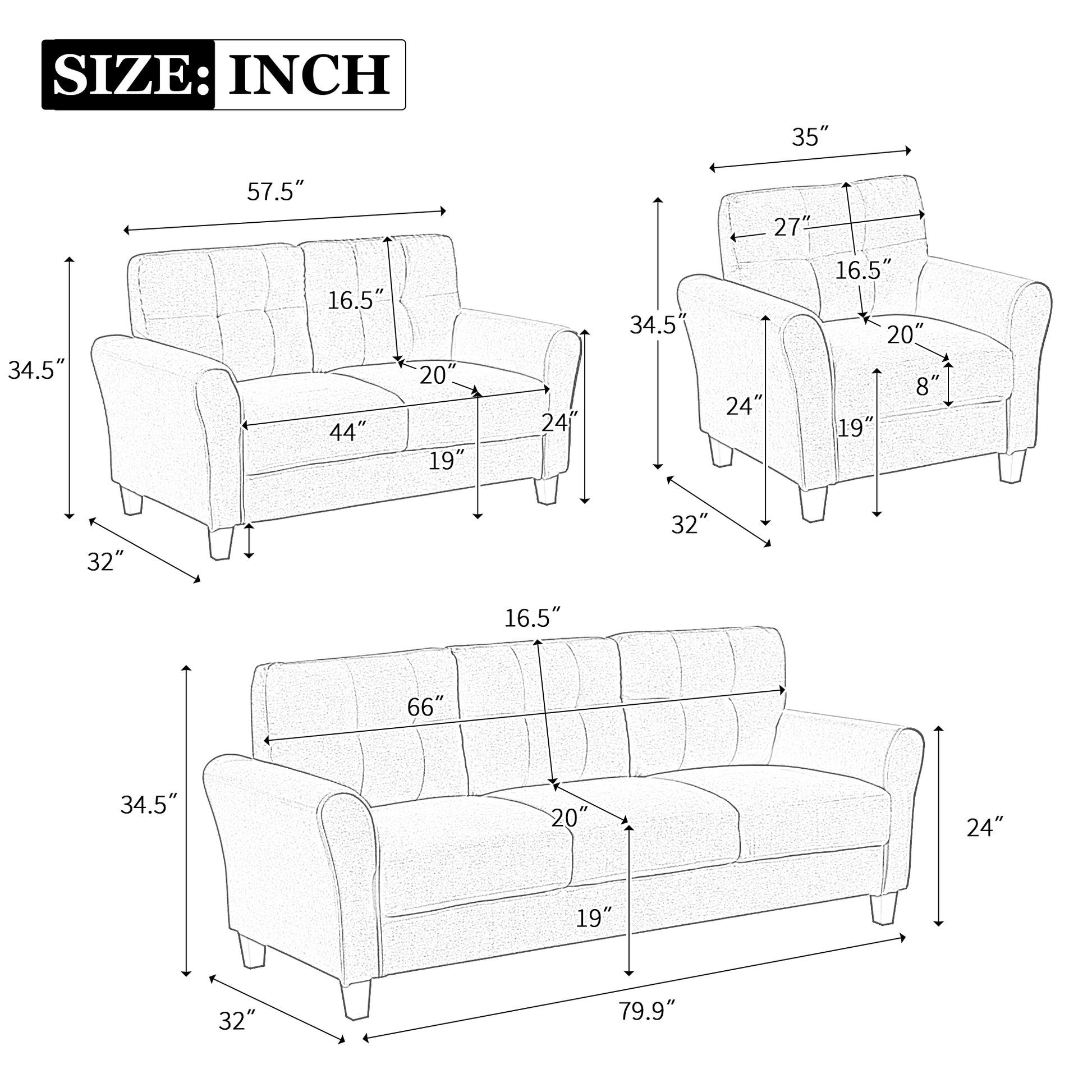Modern Living Room Sofa Set Linen Upholstered Couch Furniture For Home Or Office ,Light Grey, 2 3 Seat,Old Sku:Sg000372Aaa Light Grey Blue Foam Linen 5 Seat