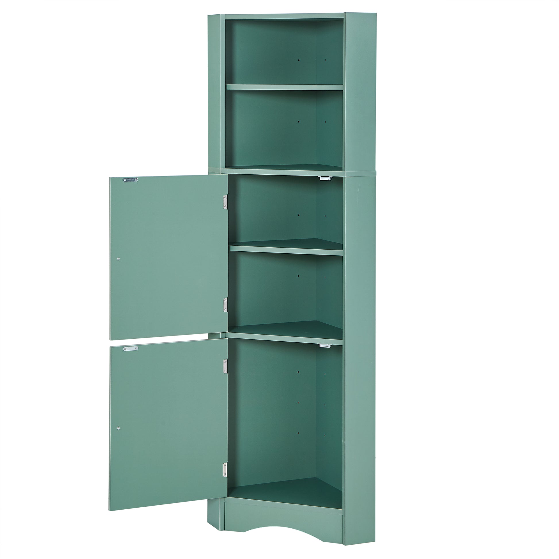 Tall Bathroom Corner Cabinet, Freestanding Storage Cabinet With Doors And Adjustable Shelves, Mdf Board, Green Green Mdf