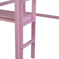 Twin High Loft Bed, Rubber Wood Loft Bed With Safety Guardrail, Built In Desk, Ladder,Pink Twin Pink Abs Rubber Steel Q235 ,Rubber Wood