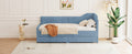 Twin Size L Shaped Corduroy Daybed,Upholstered Bed Frame With 2 Storage Drawers,Blue Twin Blue Wood Fabric