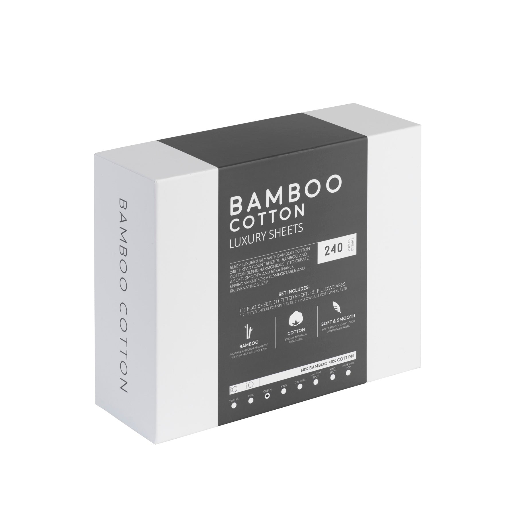 Bamboo Cotton Sheets Soft And Smooth With Viscose From Bamboo White King Split Head White Cotton
