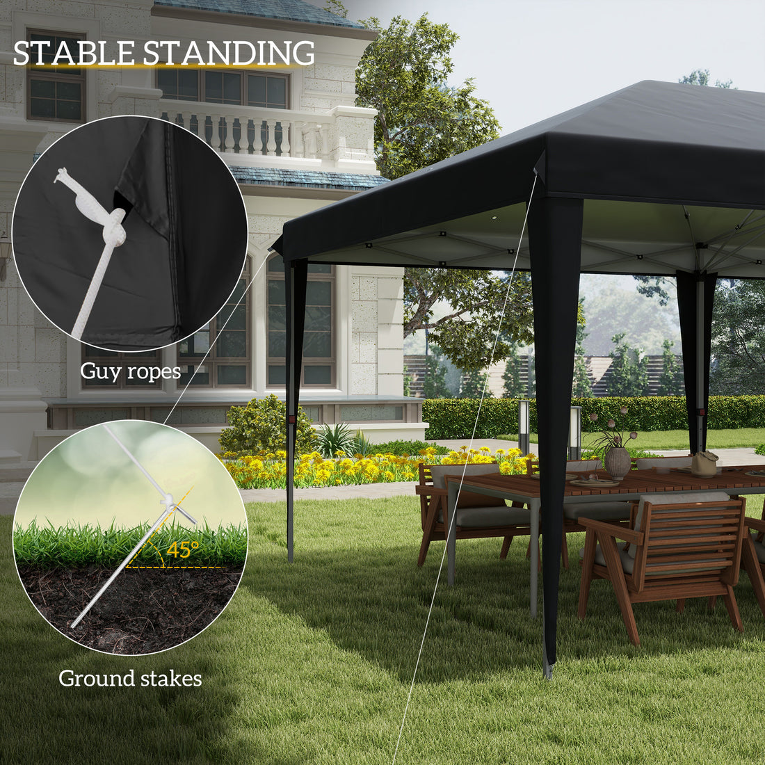 Outsunny 10' X 20' Pop Up Canopy Tent, Upgraded Heavy Duty Tents For Parties, Outdoor Instant Gazebo Sun Shade Shelter With Carry Bag, For Catering, Events, Wedding, Backyard Bbq, Black Black Steel