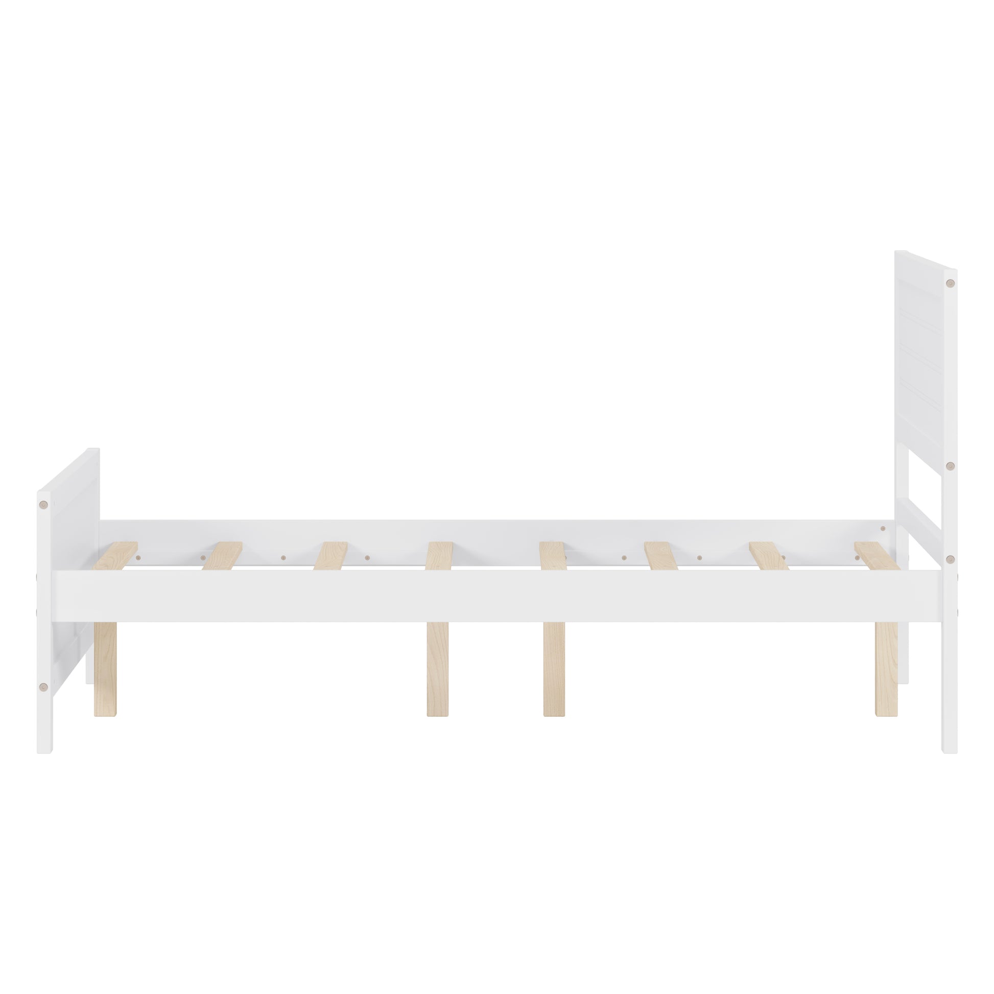 Wood Platform Bed Frame With Headboard, Mattress Foundation With Wood Slat Support, No Box Spring Needed, Full Size, White Box Spring Not Required Full White Wood Solid Wood Mdf