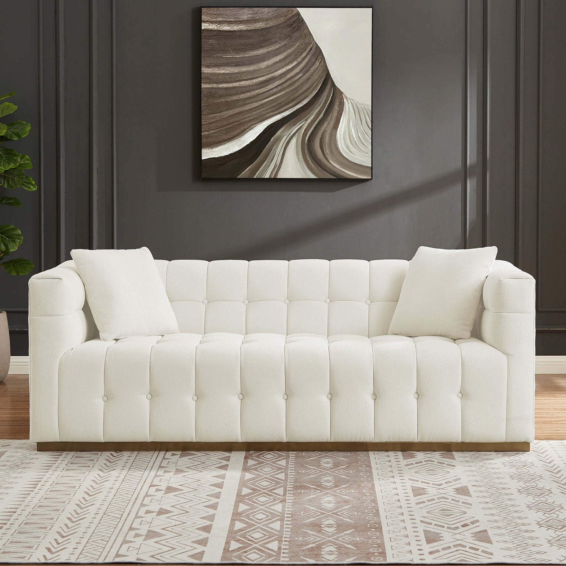 Eleanor Sofa Beige Boucle Beige,Ivory,Ivory White,Light Beige Boucle 3 Seat