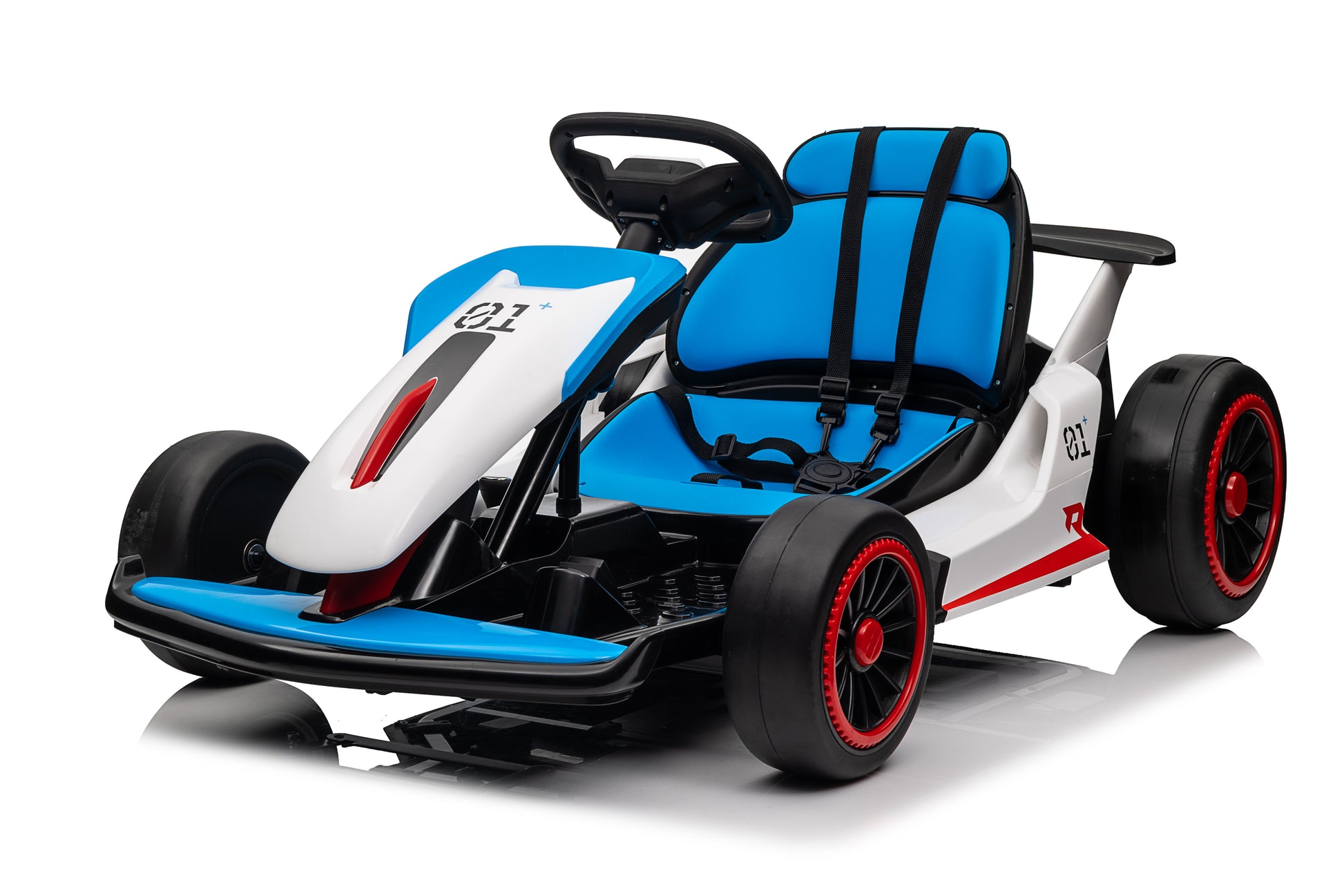 Electric Go Karts, Battery Powered Ride Karts Suitable For Children Aged 6 15, Outdoor Drift Blue Abs