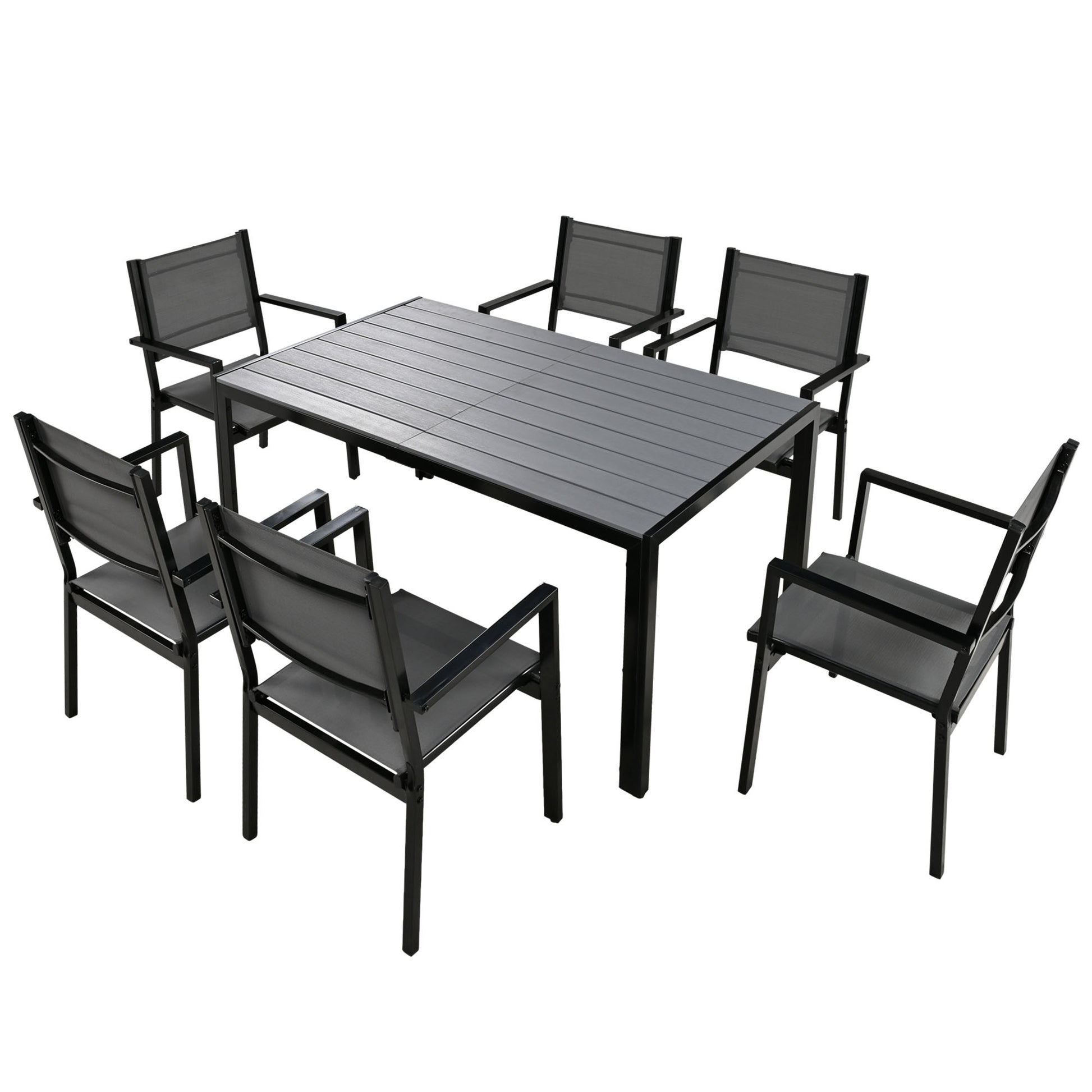 High Quality Steel Outdoor Table And Chair Set, Suitable For Patio, Balcony, Backyard. Gray Seats 6 Steel