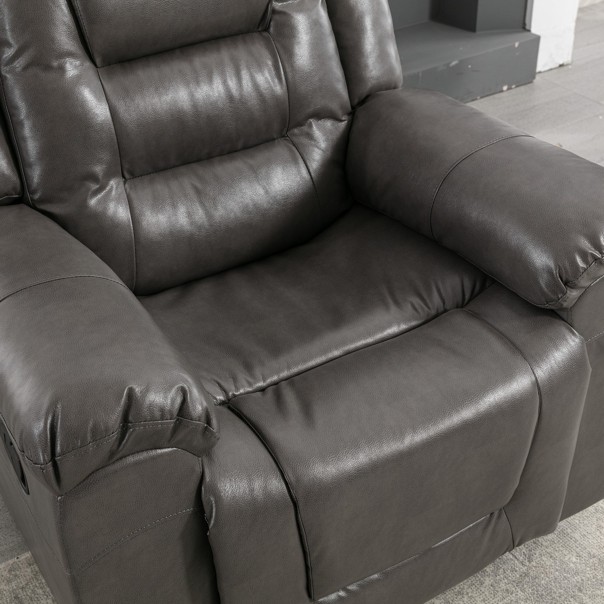 360 Swivel And Rocking Home Theater Recliner Manual Recliner Chair With Wide Armrest For Living Room,Bedroom, Grey Grey Foam Pu