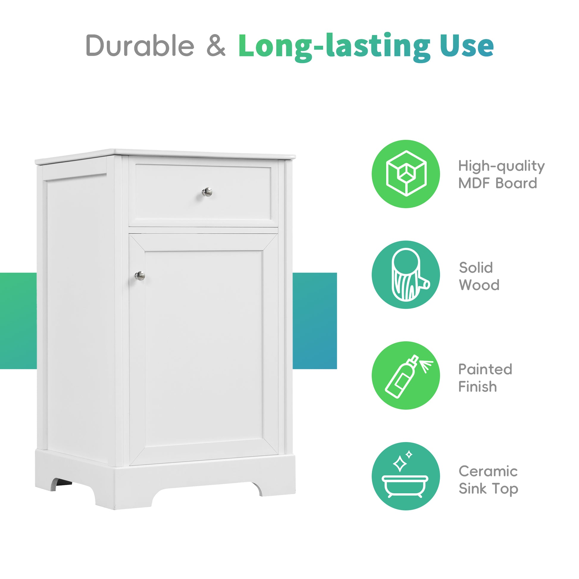 20" Bathroom Vanity With Sink, Bathroom Cabinet With Soft Closing Door, Storage Rack And Adjustable Shelve, White Old Sku:Wf531249Aak White Mdf