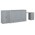 Queen Size Murphy Bed With Usb Port, Large Drawer, And Wardrobe Desk Combo Versatile Gray Cabinet Bed Queen Gray Solid Wood Mdf