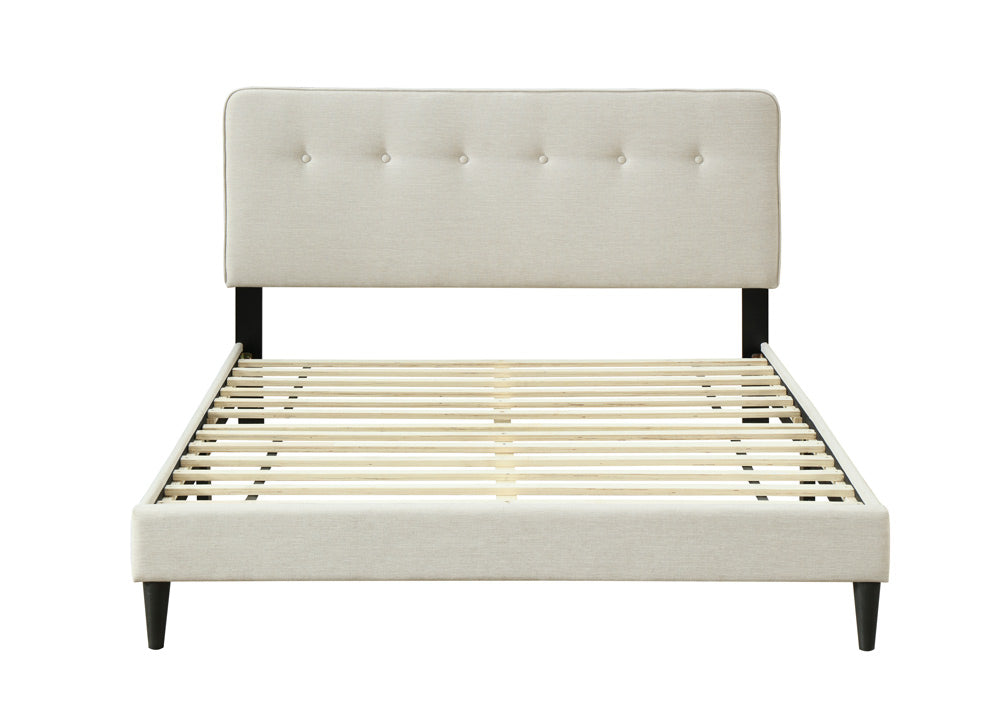 Queen Sized Upholstered Bed In A Box W Usb Off White Upholstered