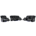 Home Theater Recliner Set Manual Recliner Chair With A Led Light Strip Two Built In Cup Holders For Living Room,Bedroom, Black Black Foam Pu