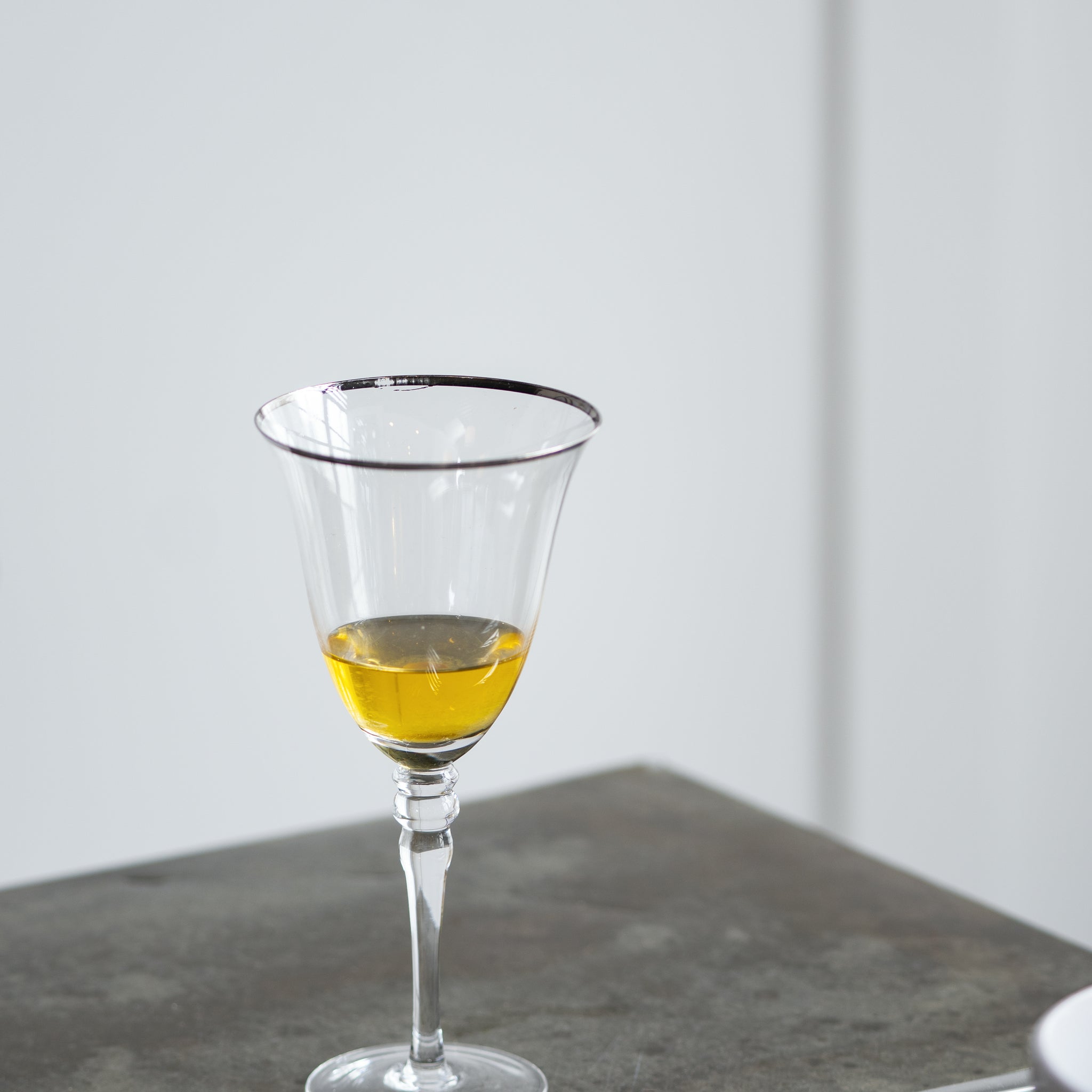 D3.7X7.7" Felicity Wine Glass With Silver Rim, Set Of 4 Clear Glass