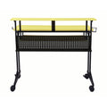 Yellow And Black Music Studio Desk With Keyboard Tray Yellow Black Writting Desk Office Rectangular Shelves Desk Rectangular Wood Metal Sled