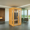 Hemlock Two Person Far Infrared Roof Embedded Indoor Sauna Room Natural Wood Metal & Wood