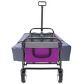 Minimeetall Strapcollapsible Foldable Wagon Cart With Strapping System Beach Wagonutility Cartutility Wagon Grocery Cart For Camping Shopping Sports Gardeing Fishing Supports 225Lbs Purple Purple