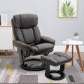 Homcom Pu Leather Massage Recliner Chair With Ottoman 10 Point Vibration Swiveling Armchair, Brown Brown Wood Metal