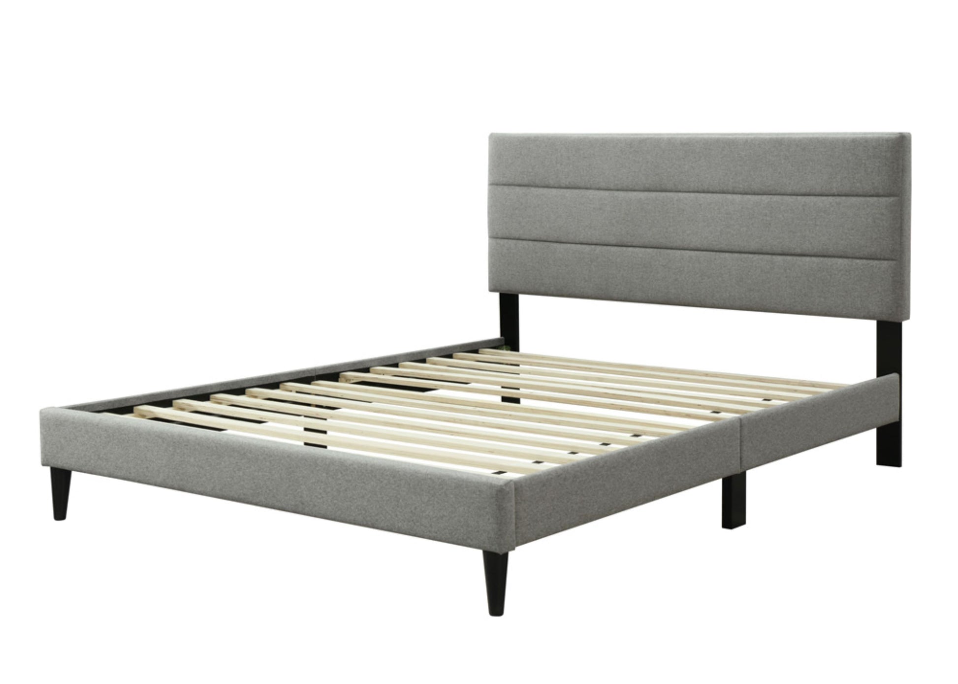 Full Sized Channel Bed In A Box W Usb Gray Upholstered