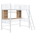 Twin Size Loft Bed With Desk And Shelfloft Bed With Ladder,Twin,White Twin White Metal