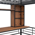 Twin Size Loft Bed With Desk And Shelfloft Bed With Ladder,Twin,Black Twin Black Metal