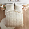 Ombre Shaggy Long Fur Comforter Mini Set Twin Natural Polyester