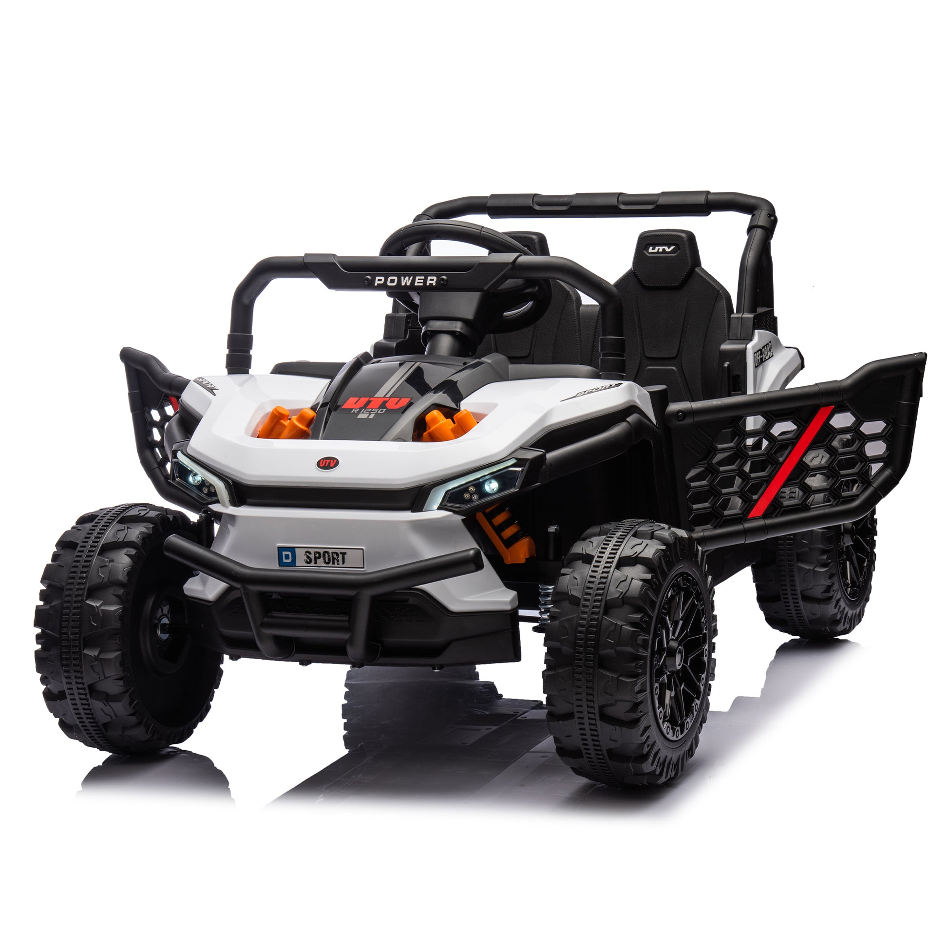 24V Kids Ride On Utv,Electric Toy For Kids W Parents Remote Control,Four Wheel Suspension,Low Start,Adjustable Speed,Multimedia Player,Early Education,Bluetooth,Rear Storage Space For Kids Aged 3 . White 50 99 Lbs Polypropylene