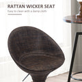 Homcom Adjustable Bar Stools Set Of 2, Rattan Bar Height Barstools With Swivel For Pub Counter Kitchen Brown Steel