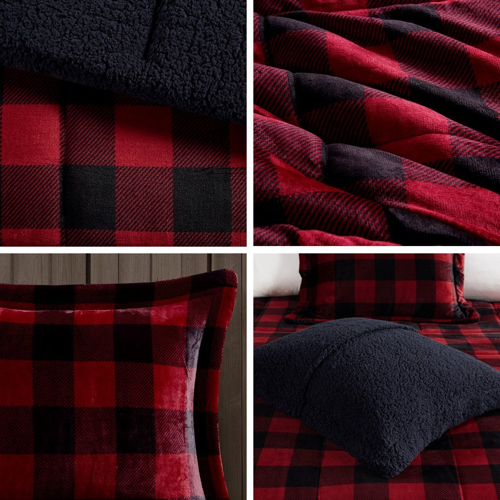 Plush To Sherpa Down Alternative Comforter Set King Multicolor Polyester