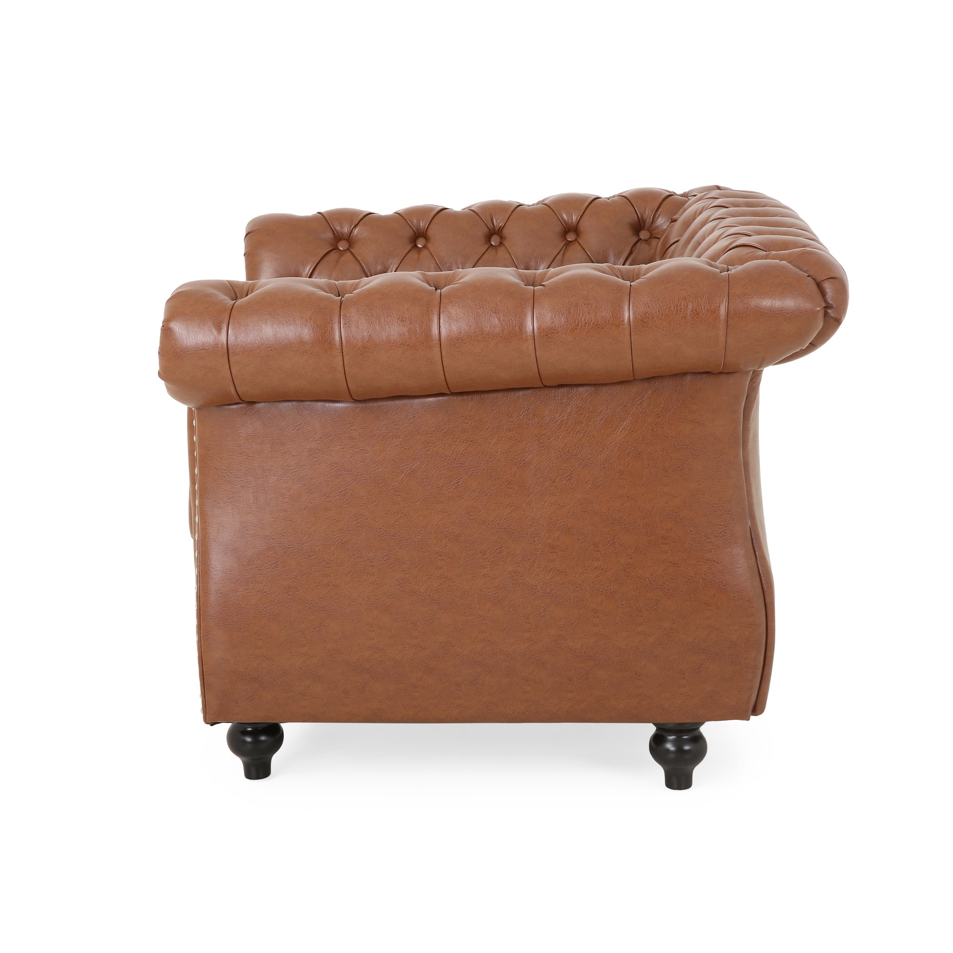 Mirod Tufted Accent Chair ,Pu,Living Room Light Brown Pu