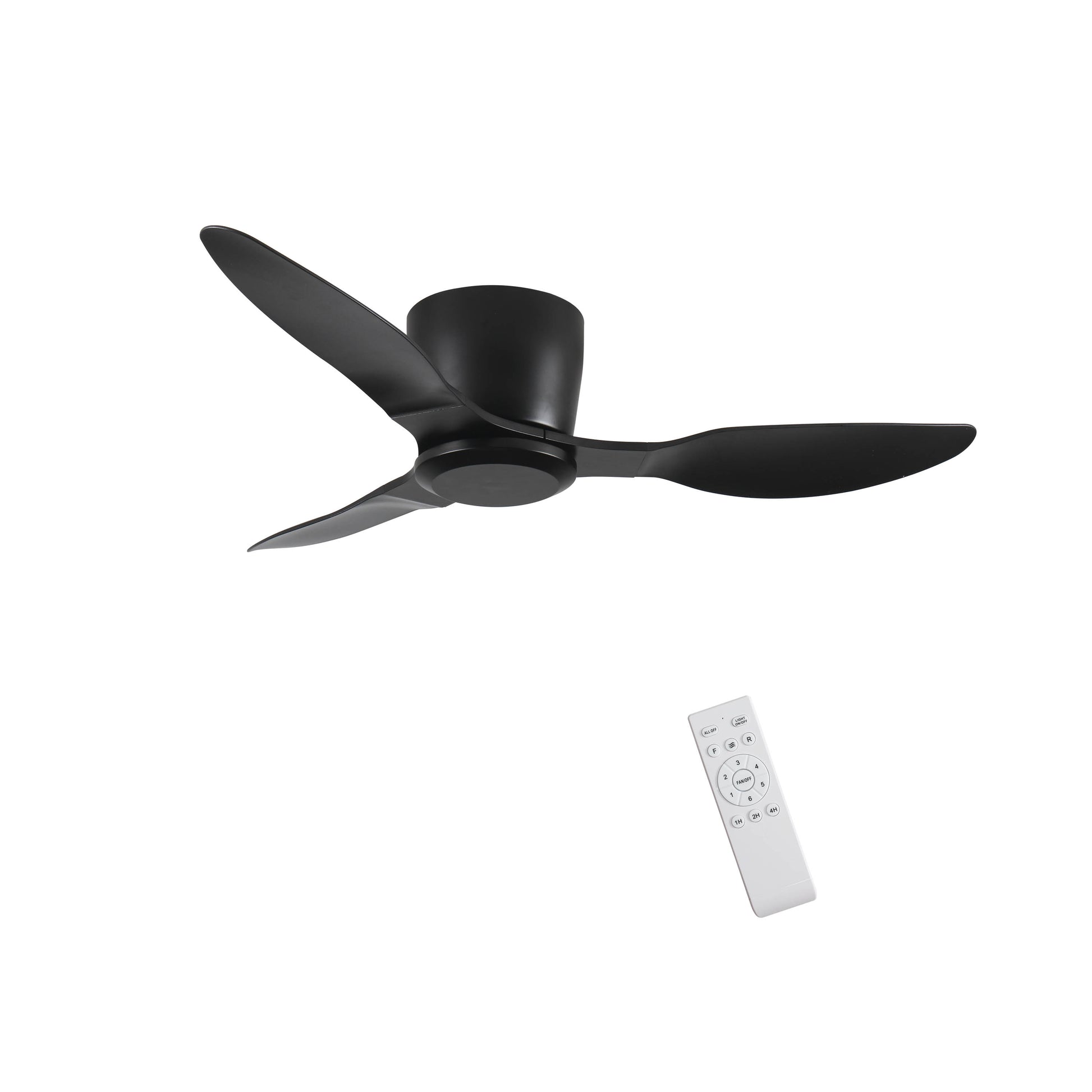 40" Flush Mount Ceiling Fan Without Light, 3 Reversible Blades, With 6 Speeds Reversible Dc Motor,Low Profile Ceiling Fan With No Light For Living Room Kitchen Bedroom Black Classic Abs Steel Q235