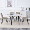 Table And Chair Set.Modern Extendable Mdf Dining Table.The Table Has A Telescopic Design, Suitable For Gatherings Of Different Size.Paired With 4 Chairs With Pu Cushions And Black Metal Legs. White Black Seats 4 Mdf Metal